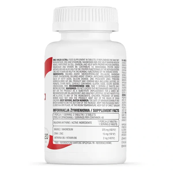 OSTROVIT MGZB ULTRA (Magnesium, Zinc, Vitamin B6) 120 Tablets