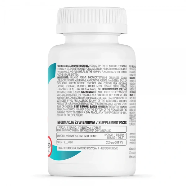 OSTROVIT Selen (Tarczyca, Odporność) 220 Tabletek
