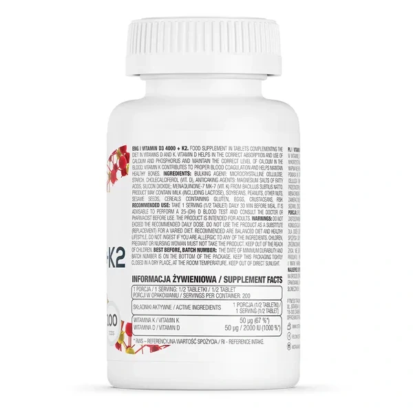 OSTROVIT Vitamin D3 4000 + K2 100 tablets