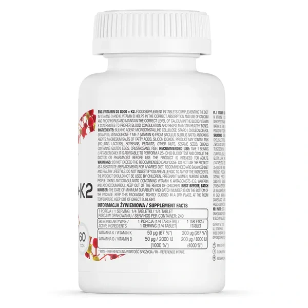 OSTROVIT Vitamin D3 8000 IU + K2 60 Tablets