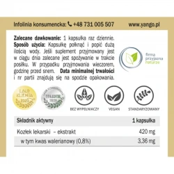 YANGO Kozłek lekarski - Waleriana (Układ nerwowy, krążenia) 90 Kapsułek wegetariańskich