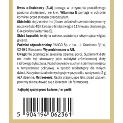 YANGO Olej lniany (Tłuszcze jednonasycone, Omega-3) 60 Kapsułek