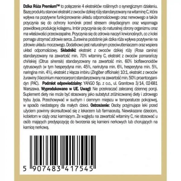 YANGO Rosehip Premium (Natural Source of Vitamin C) 120 Capsules