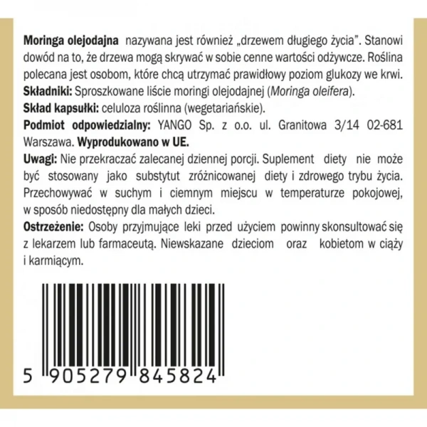 YANGO Moringa (Antioxidant - Moringa Oleifera) 120 vegan capsules