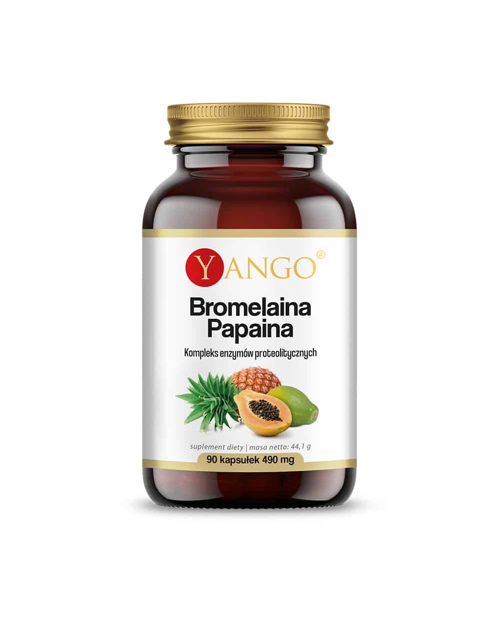 YANGO Bromelaina + Papaina (Enzymy rośłinne) 90 Kapsułek wegetariańskich