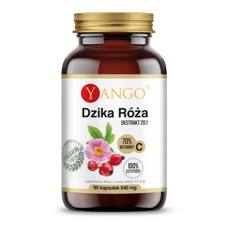 YANGO Dzika róża Ekstrakt (Naturalne źródło Witamniny C) 90 Kapsułek wegetariańskich